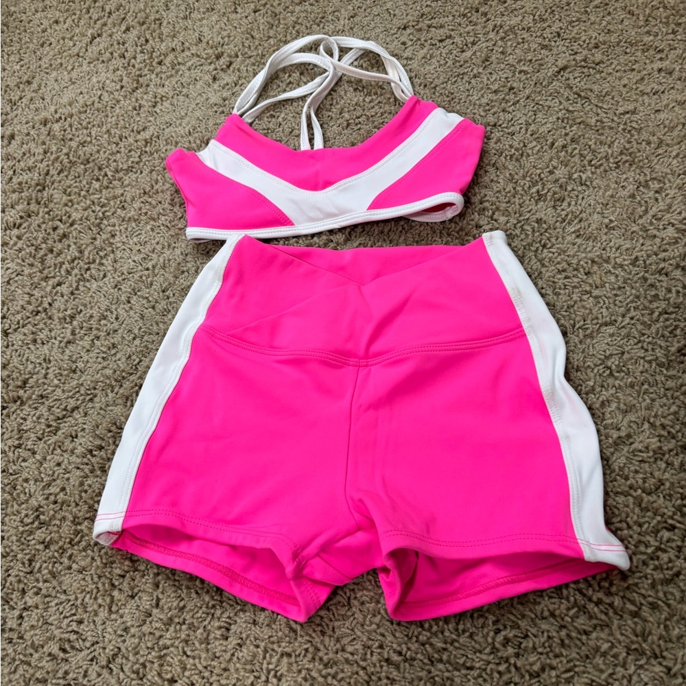 Tiger Friday Dancewear pink and white set CXL